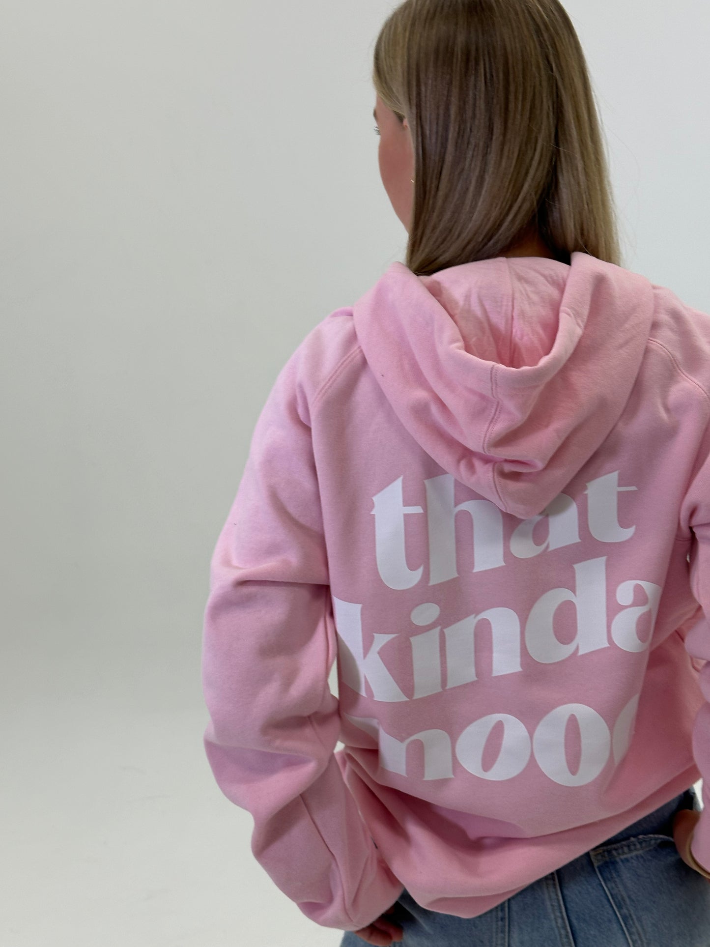 Soft pink ‘that kinda mood’ classic hood